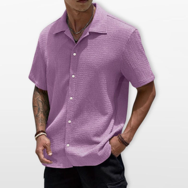 Homme Chemise Casual Texturée Manches Courtes