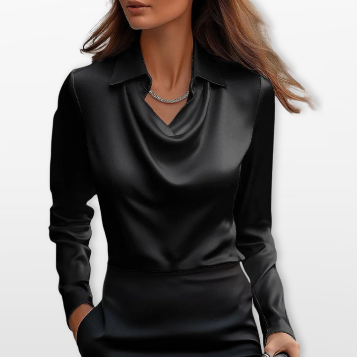 Blouse Femme Col Drapé Élégante Fluide