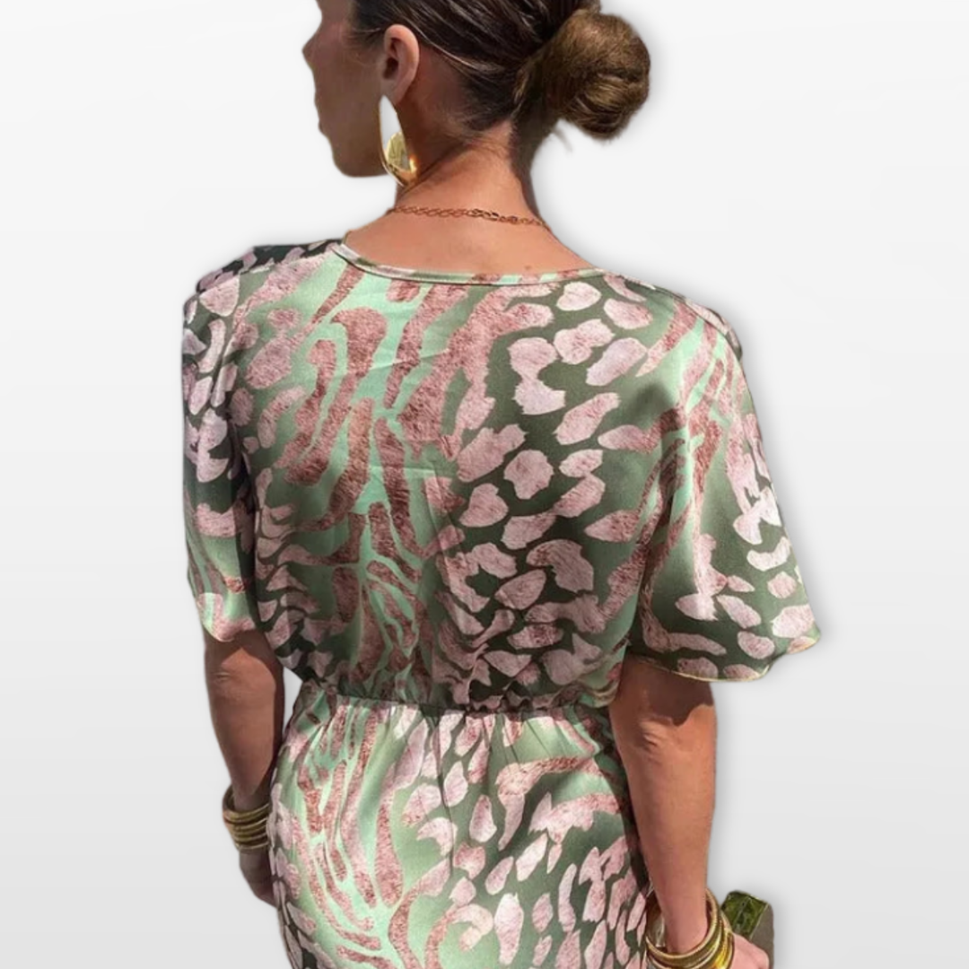 Robe Midi Femme Col V Drapée Élégante