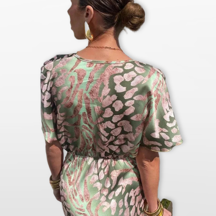 Robe Midi Femme Col V Drapée Élégante