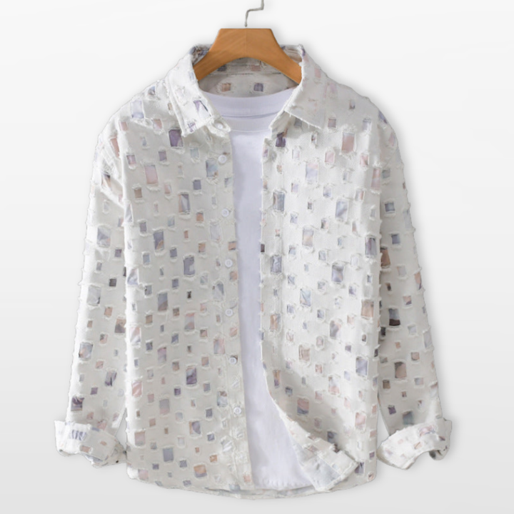 Chemise Homme Casual Motif Moderne Boutonnée