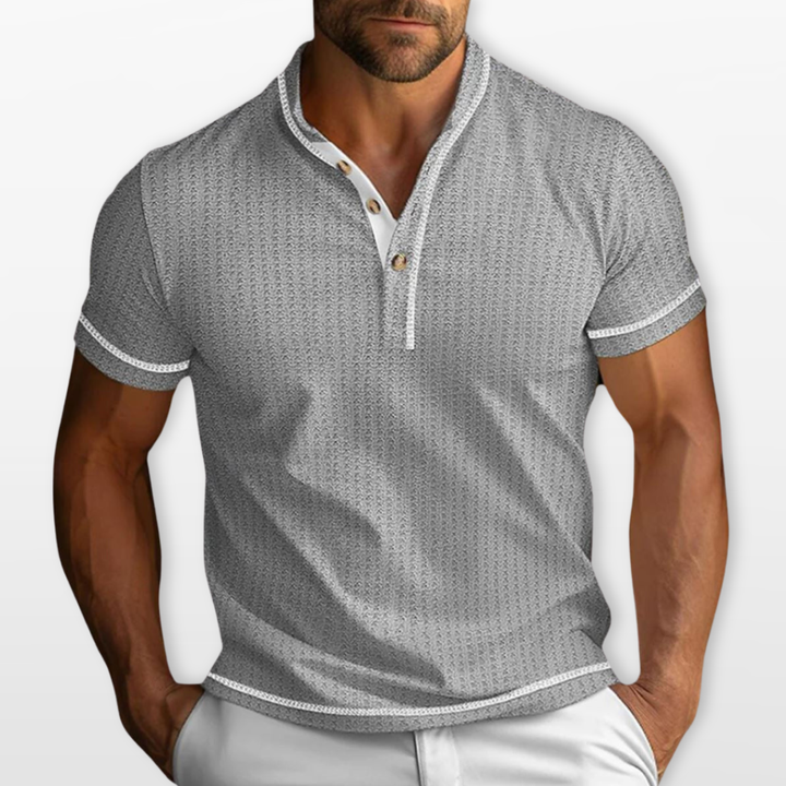 Polo Homme Col Tunisien Texturé Ajusté