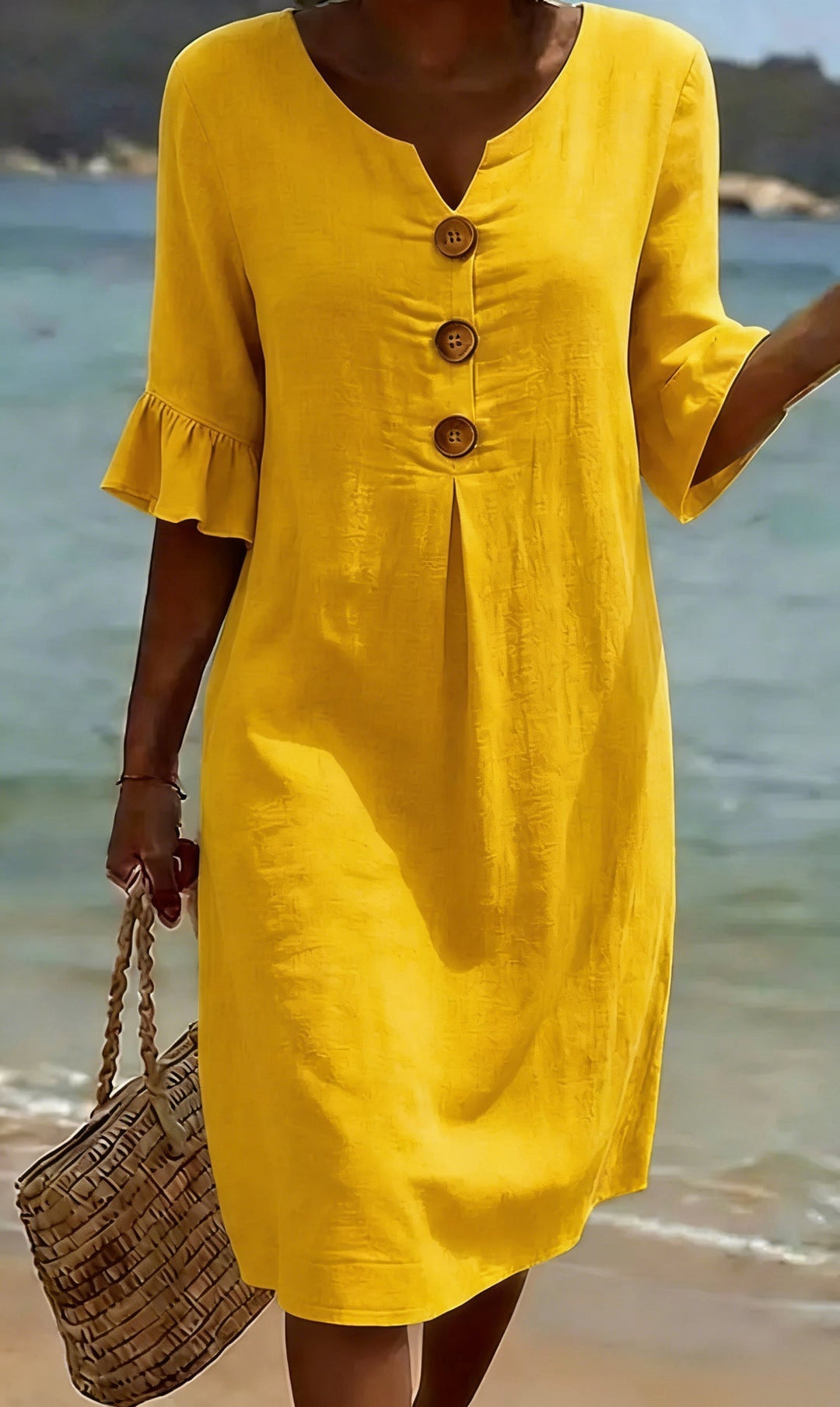 Robe Midi Fluide Boutonnée Femme
