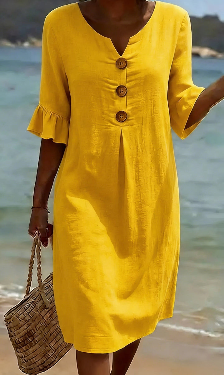Robe Midi Fluide Boutonnée Femme