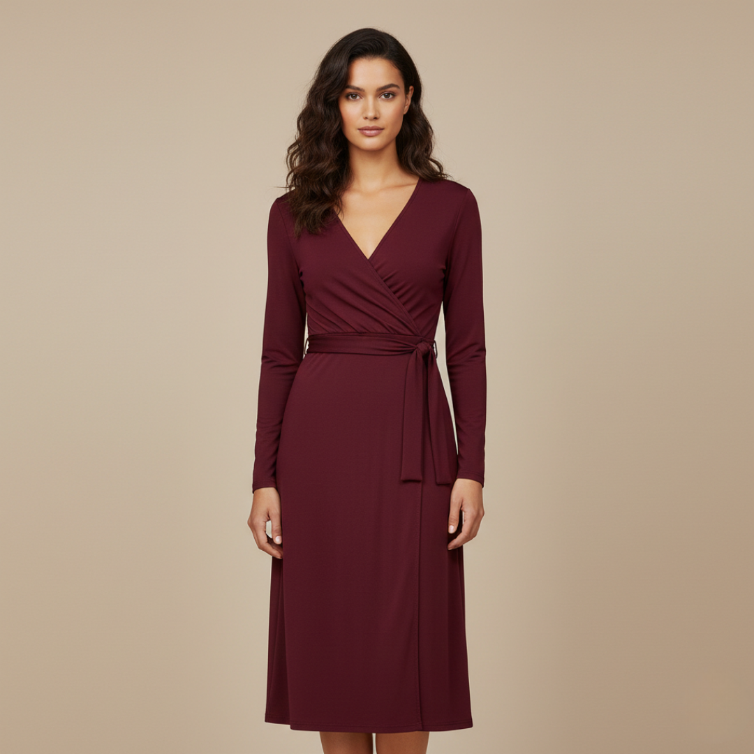 Amélie - Robe Portefeuille à Manches Longues