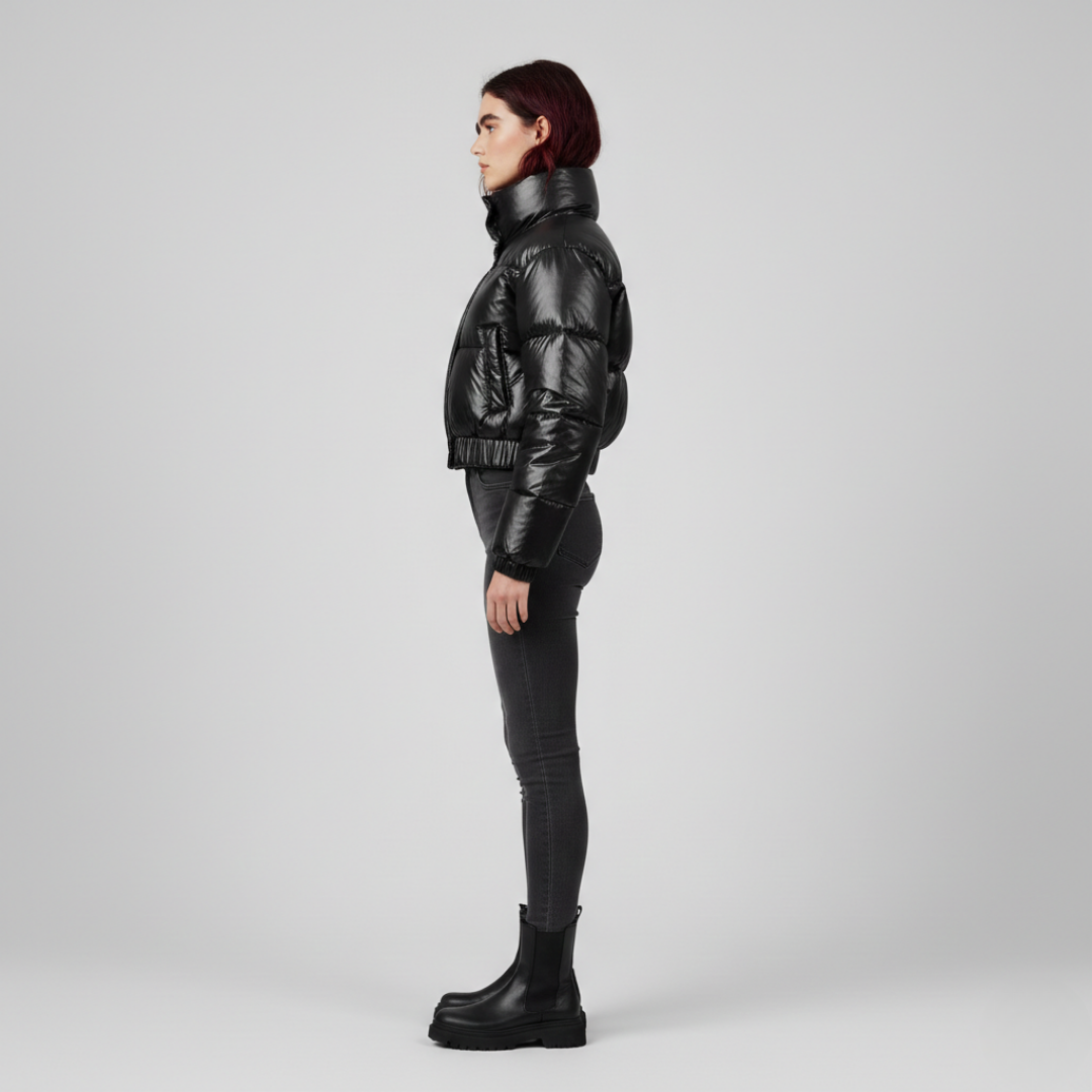 Léa - Veste en Moumoute à Col Montant