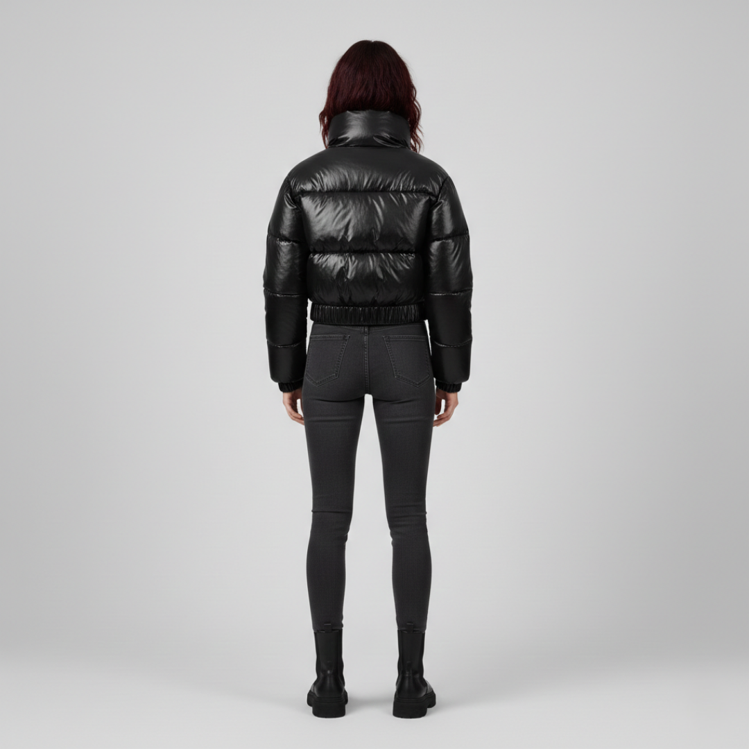 Léa - Veste en Moumoute à Col Montant