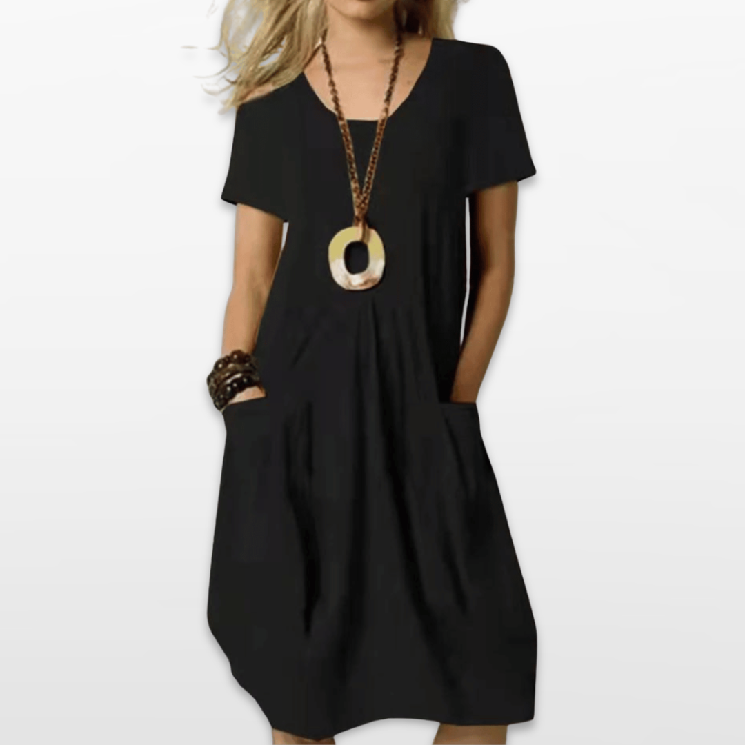 Robe Ample Femme Manches Courtes à Poches