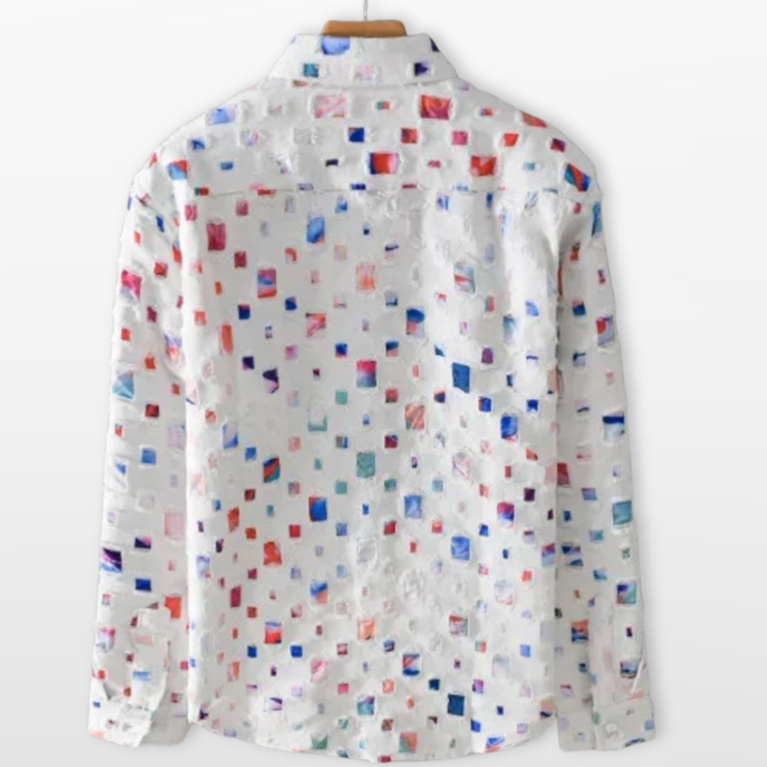 Chemise Homme Casual Motif Moderne Boutonnée