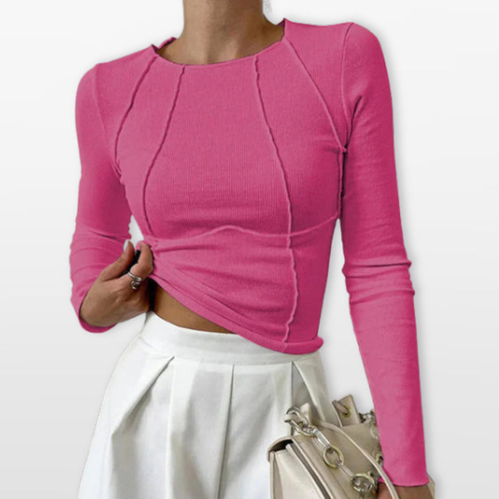 Top Manches Longues Ajusté Femme Élégant