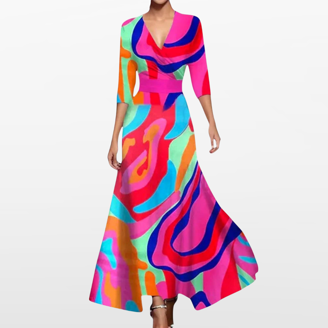 Robe Maxi Élégante Cache-Cœur Femme