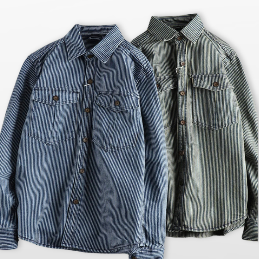 Chemise Homme Denim Rayé Style Moderne