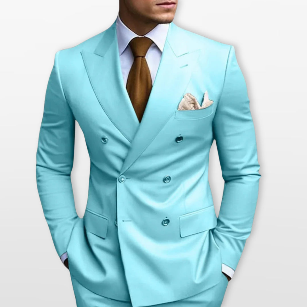 Costume Croisé Ajusté Élégant Homme