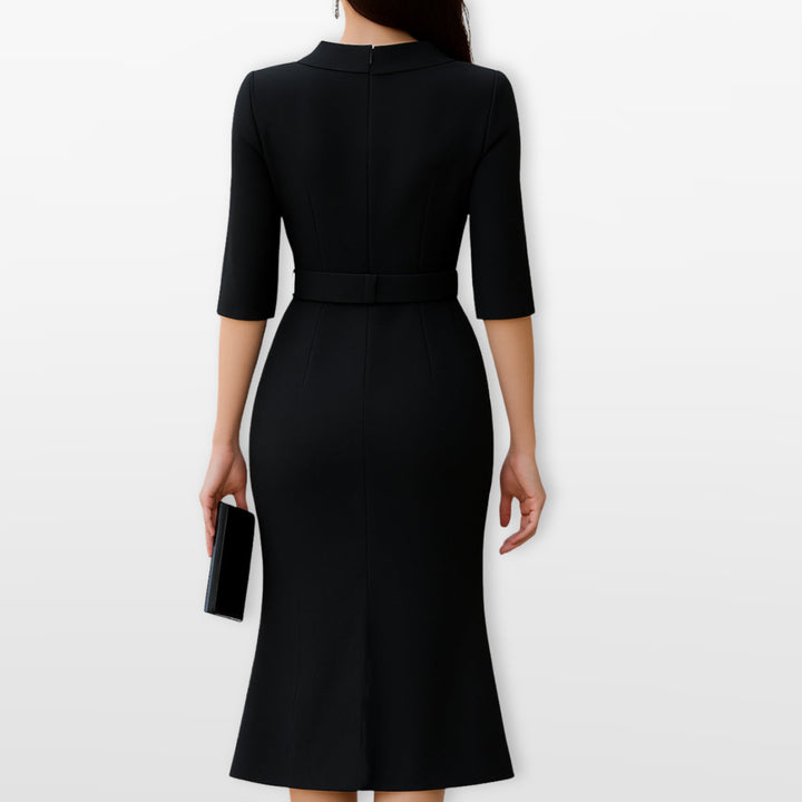 Robe Midi Ceinturée Femme Élégante