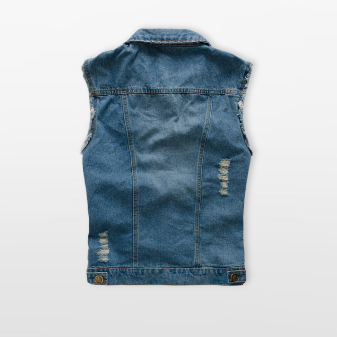 Veste Denim Sans Manches Streetwear Homme