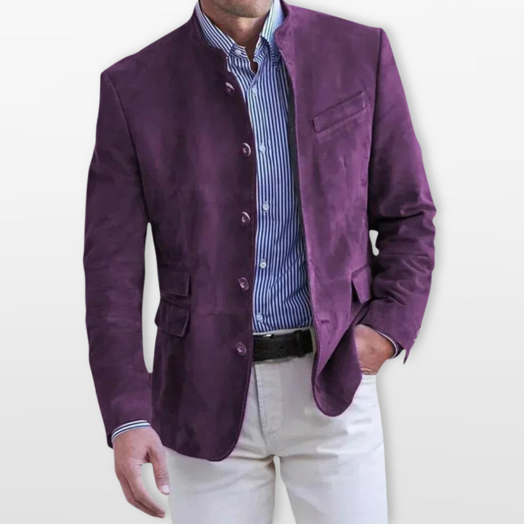 Blazer Col Montant Coupe Ajustée Élégant Homme
