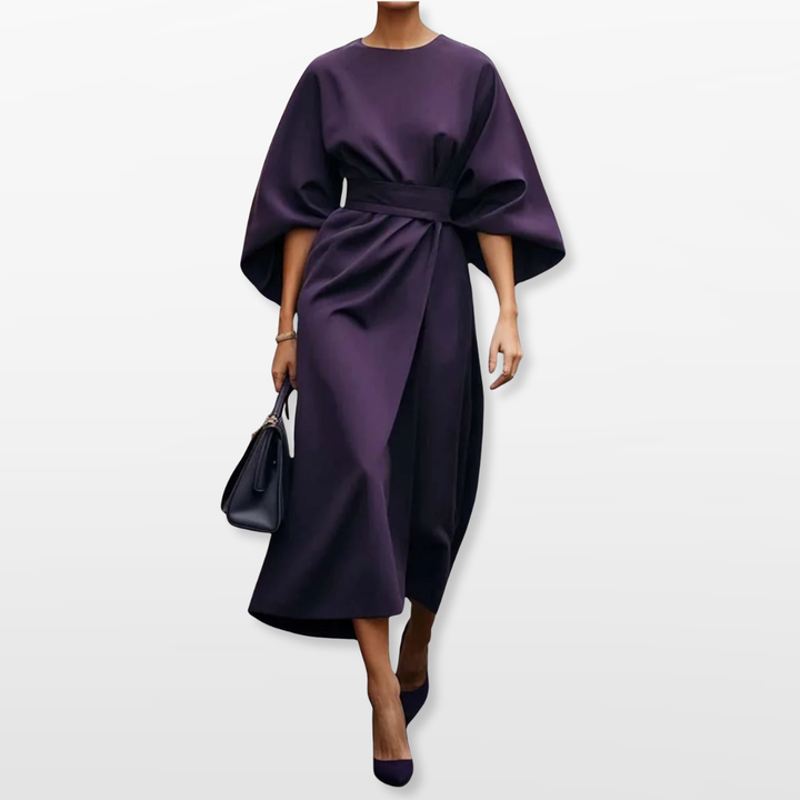 Robe Midi Femme Coupe Ceinturée