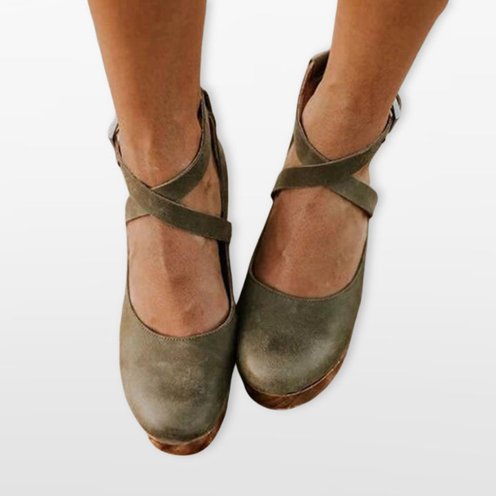 Escarpins Femme Talon Bloc Brides Croisées