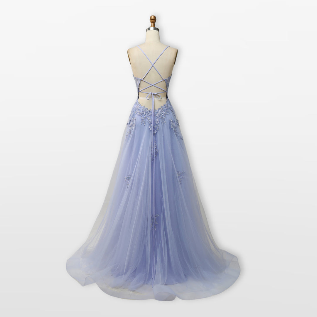 Robe Soirée Tulle Dentelle Dos Nu Femme