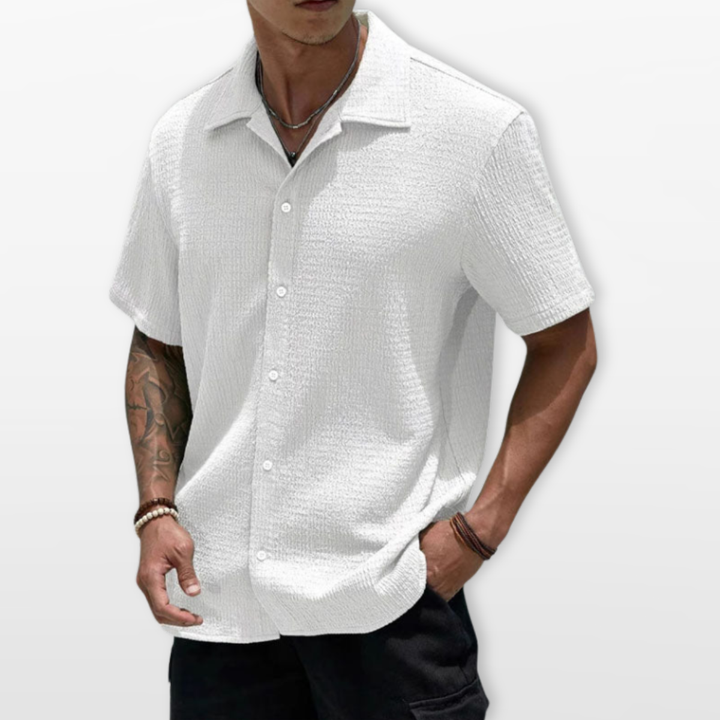 Homme Chemise Casual Texturée Manches Courtes