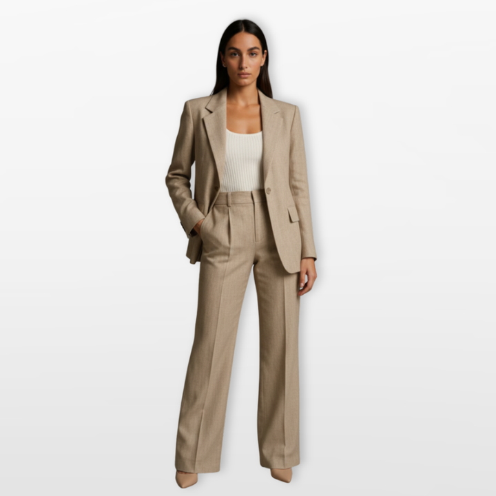Tailleur Femme Élégant Blazer Pantalon