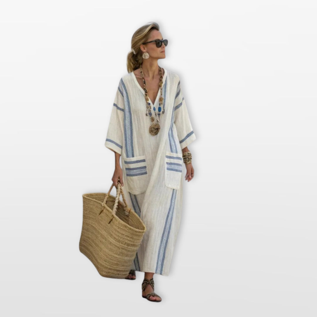 Robe Longue Rayée Bohème Femme