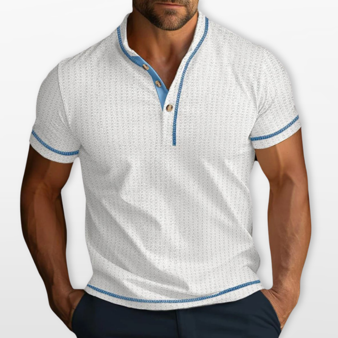 Polo Homme Col Tunisien Texturé Ajusté