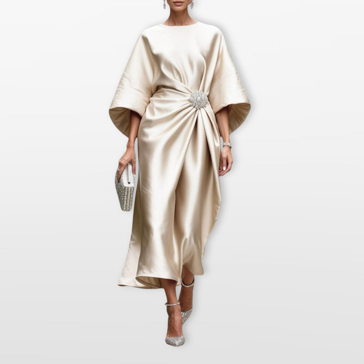 Robe Midi Drapée Satin Femme