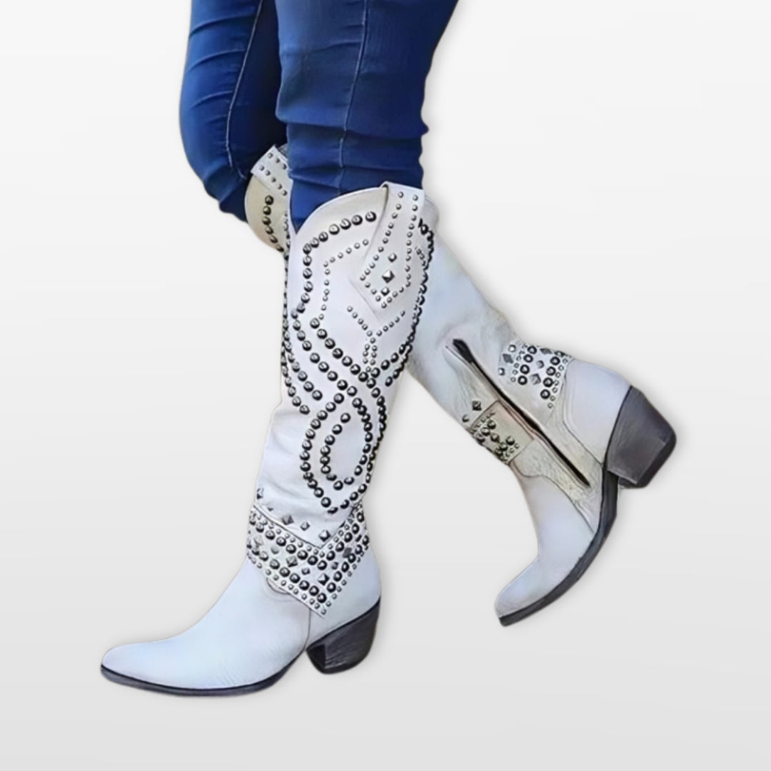 Bottes Western Femme Cloutées Hautes
