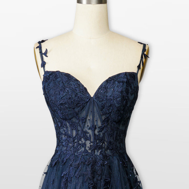 Robe Soirée Tulle Dentelle Bustier Fente Femme
