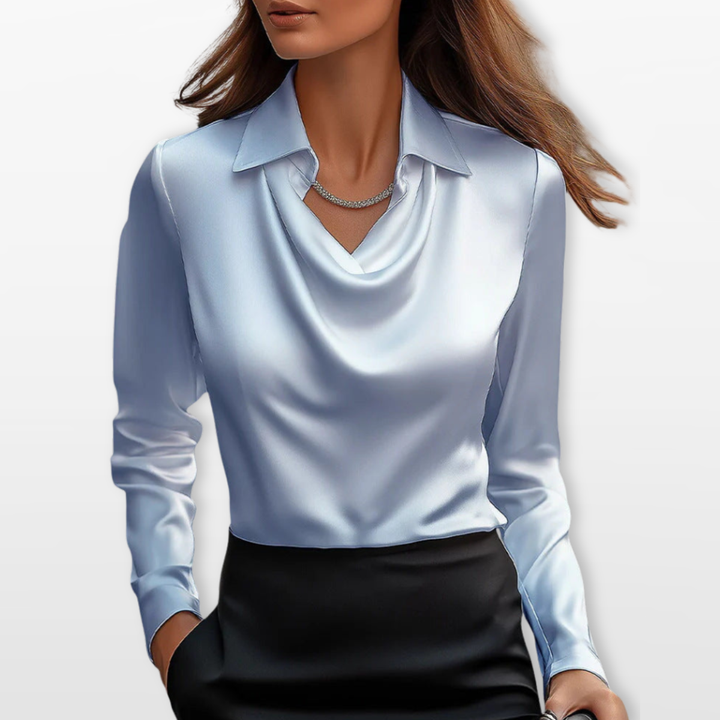 Blouse Femme Col Drapé Élégante Fluide