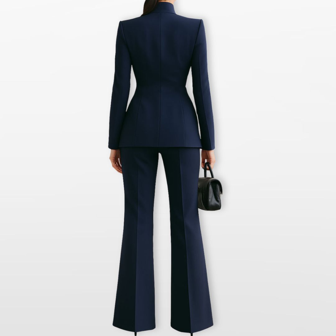 Ensemble Blazer Ajusté Pantalon Large Femme
