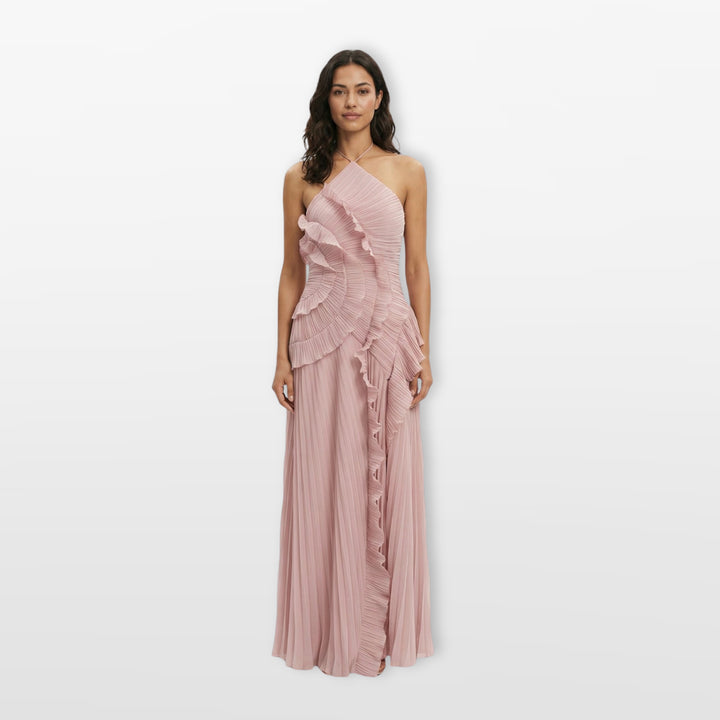 Robe Soirée Plissée Volants Asymétrique Femme