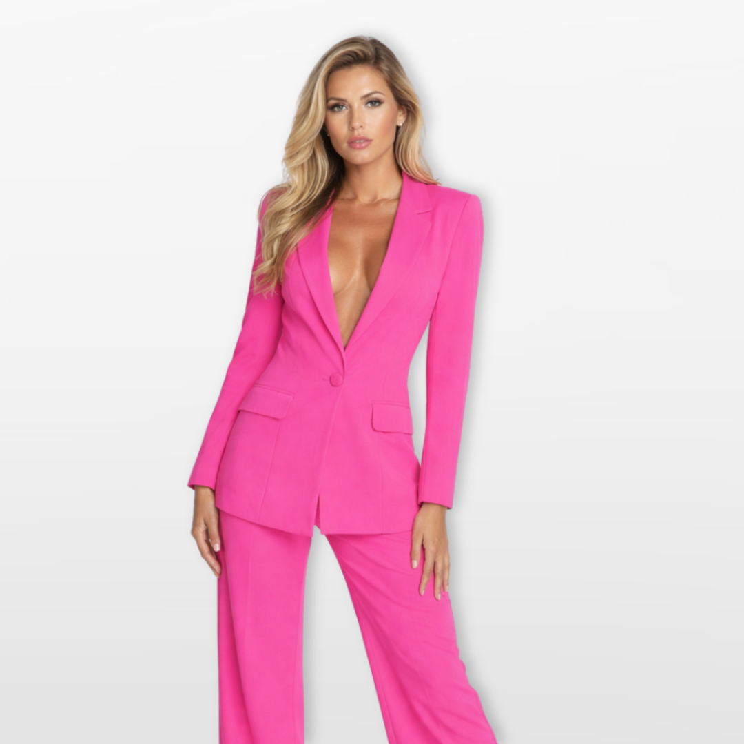 Tailleur Femme Veste Et Pantalon Large Ajusté