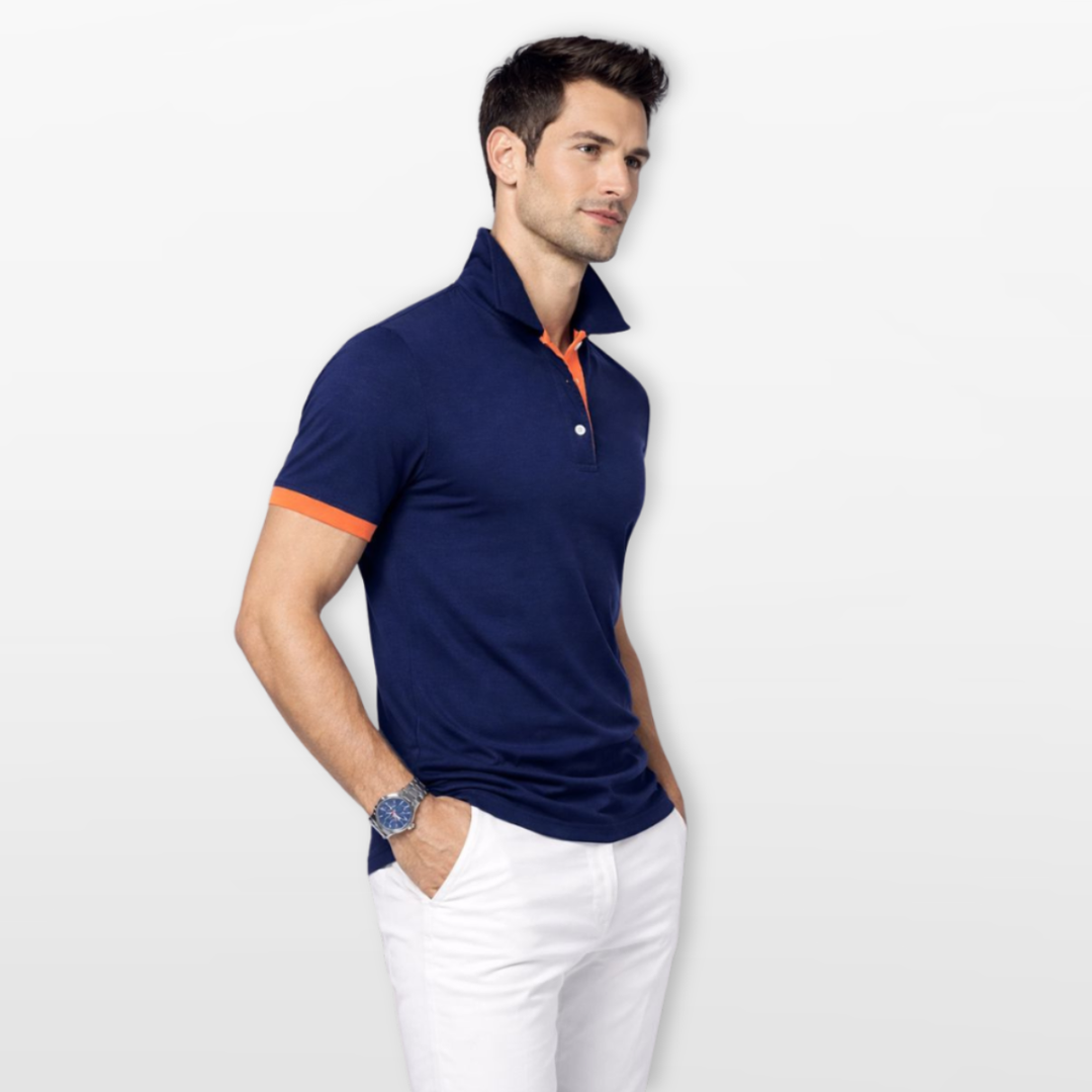 Polo Homme Coupe Ajustée Col Contrasté Élégant
