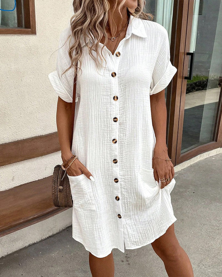 Robe Chemise Boutonnée Décontractée Femme