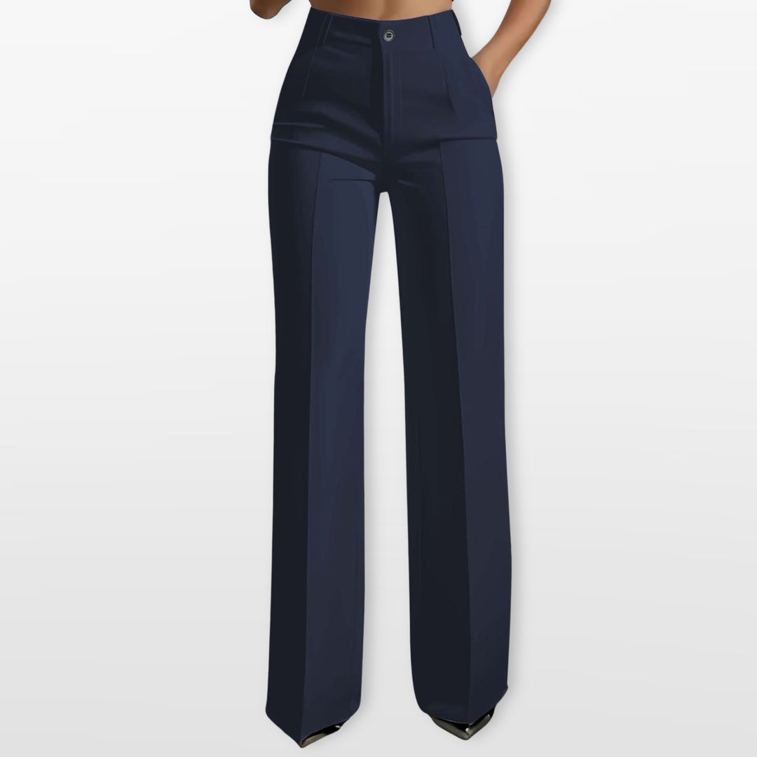 Pantalon Taille Haute Coupe Droite Élégant Femme