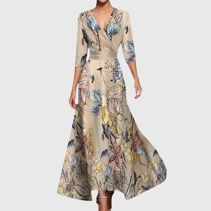 Robe Maxi Élégante Cache-Cœur Femme