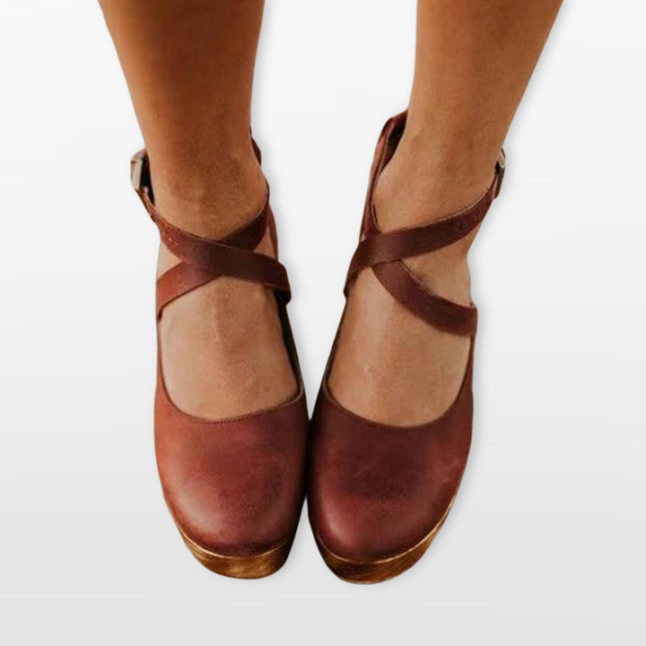 Escarpins Femme Talon Bloc Brides Croisées
