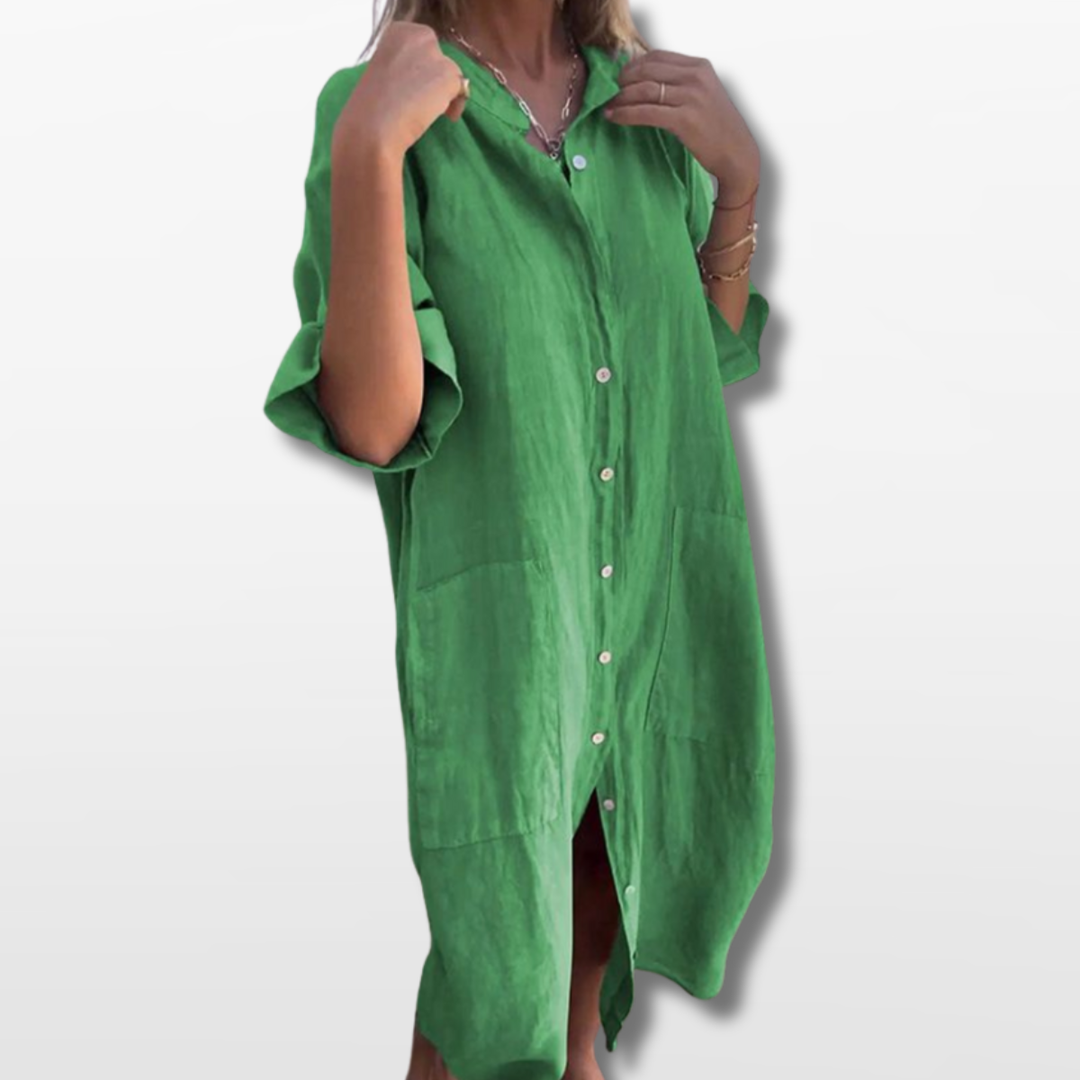 Robe Chemise Boutonnée Bohème Femme