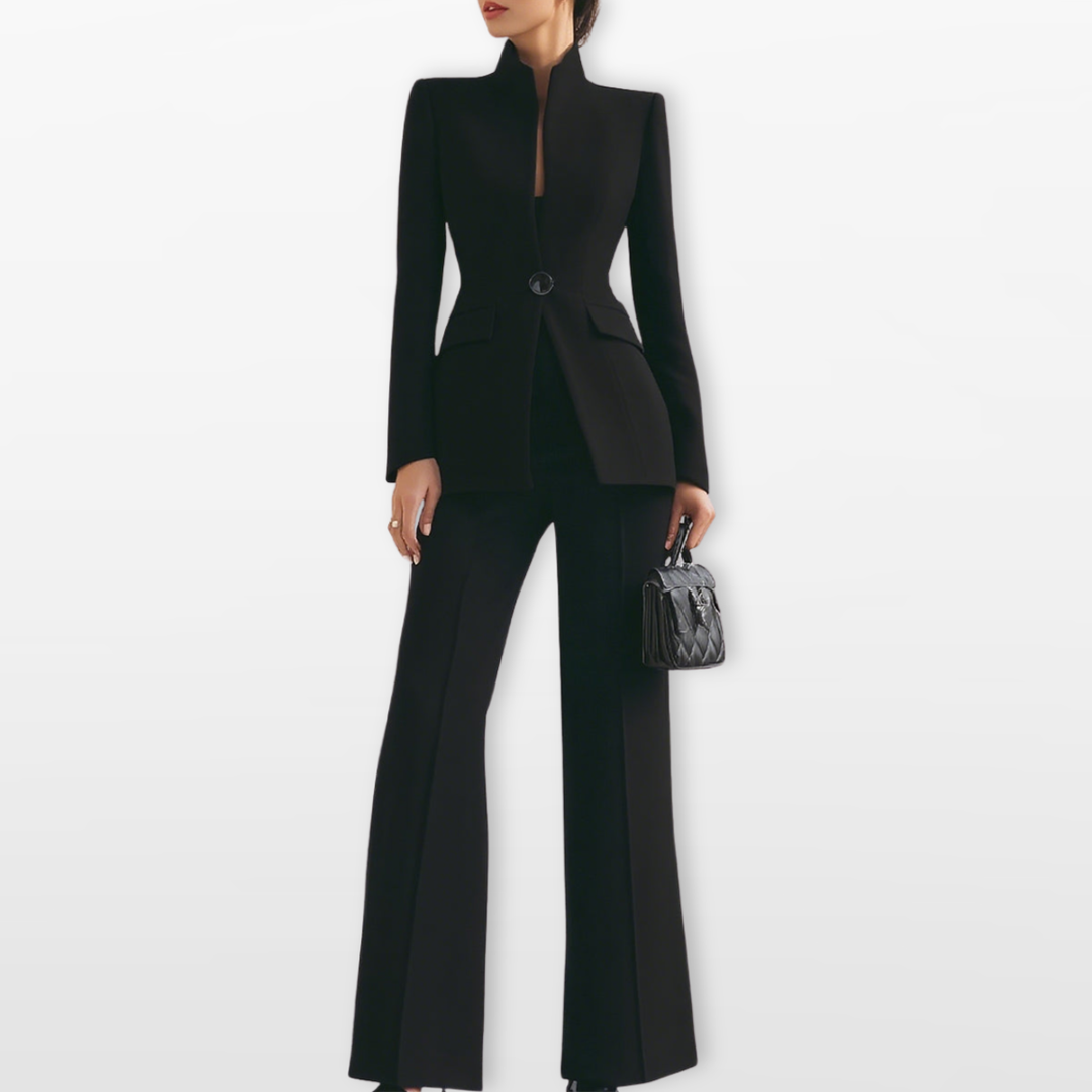 Ensemble Blazer Ajusté Pantalon Large Femme