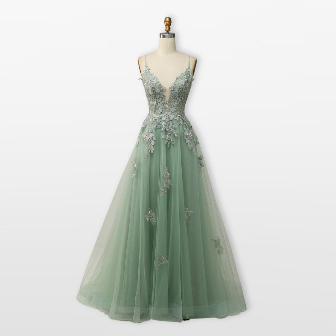 Robe Soirée Tulle Dentelle Dos Nu Femme