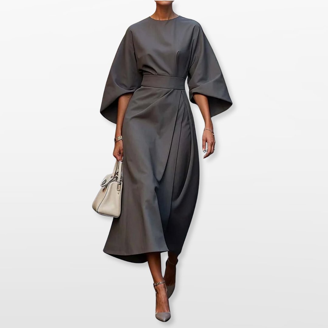 Robe Midi Femme Coupe Ceinturée