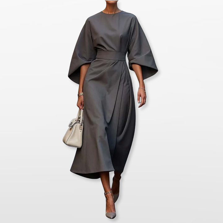 Robe Midi Femme Coupe Ceinturée