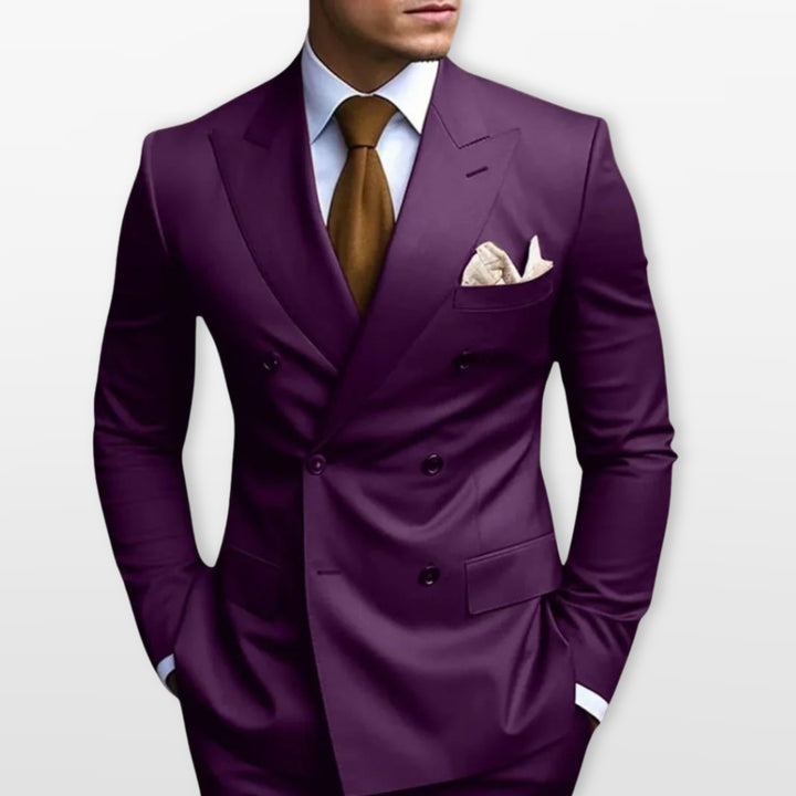 Costume Croisé Ajusté Élégant Homme