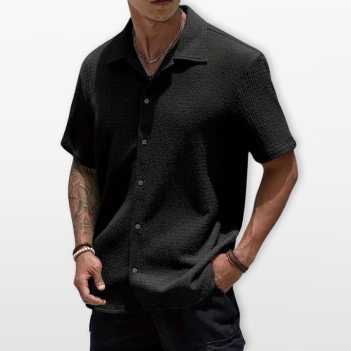 Homme Chemise Casual Texturée Manches Courtes