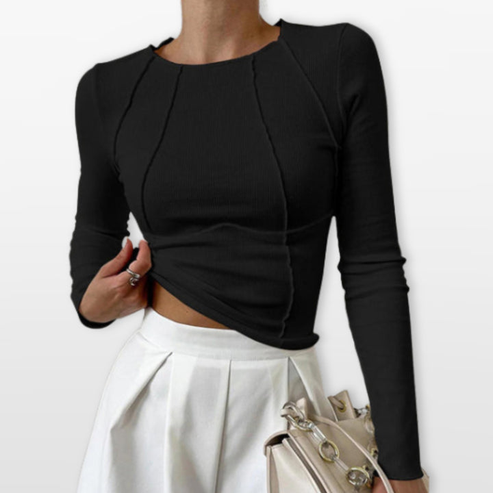 Top Manches Longues Ajusté Femme Élégant