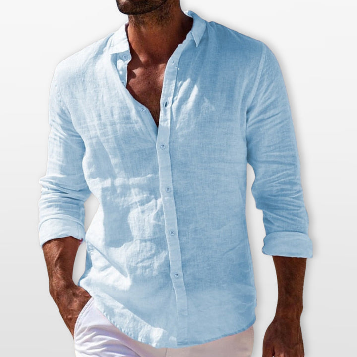 Chemise Lin Légère Boutonnée Homme