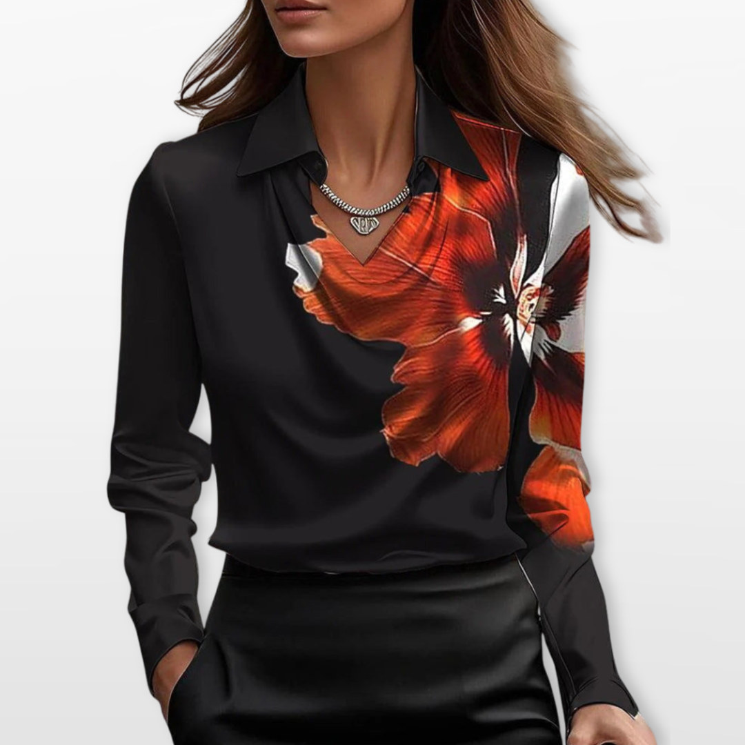 Blouse Femme Col Drapé Élégante Fluide