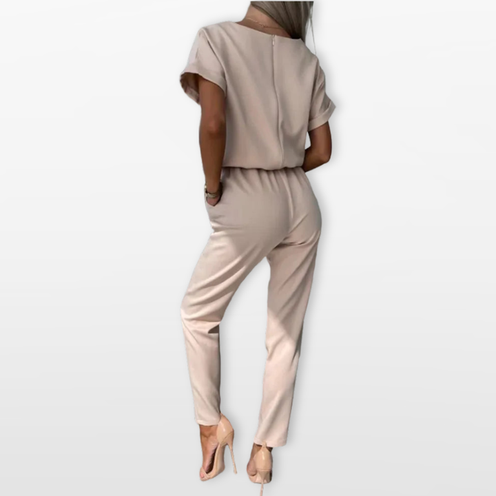 Combinaison Femme Col V Taille Nouée Chic